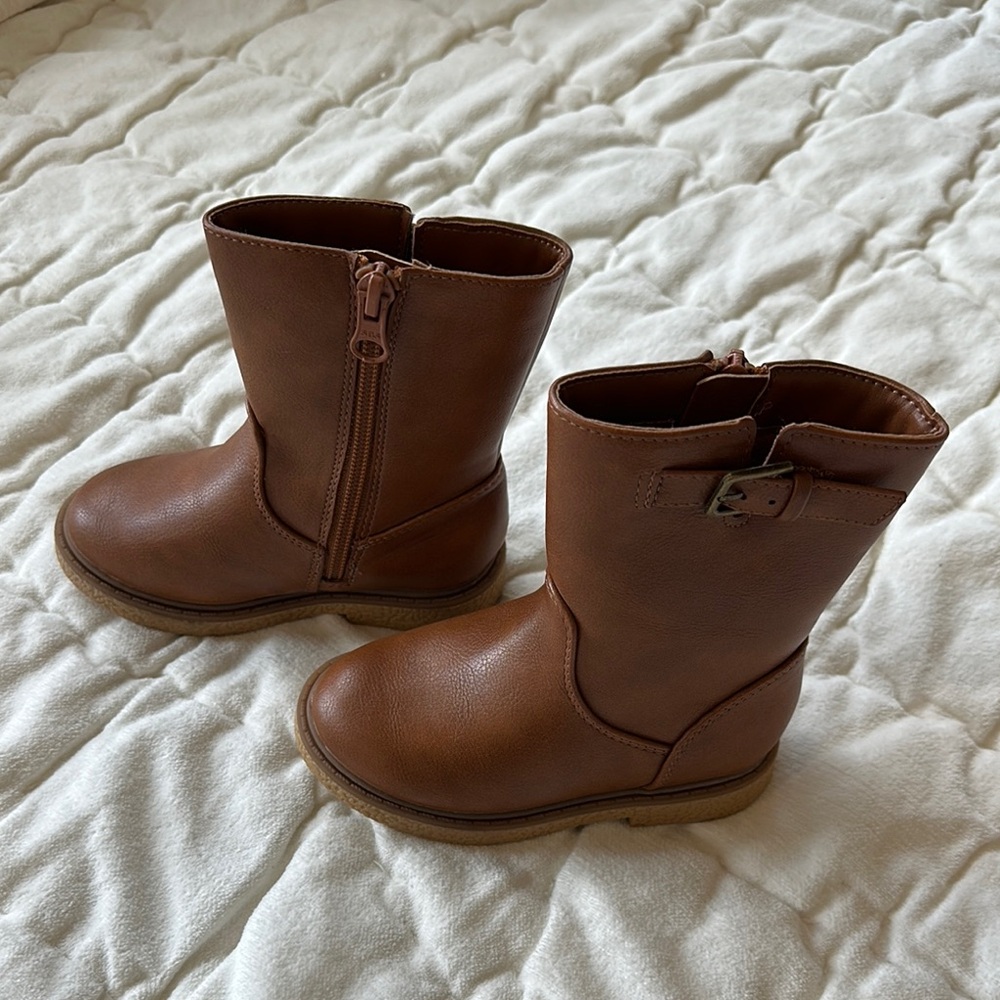 Cat & Jack Brown Leather Boots Ankle Style